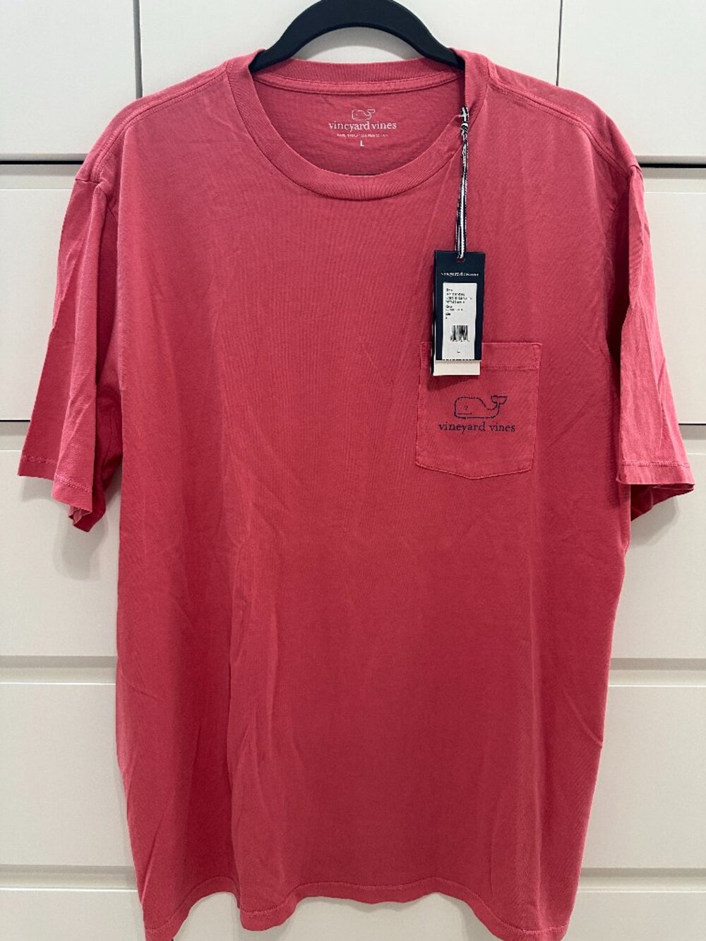 Vineyard Vines Vintage Whale Pocket Tee Coral Pink Men’s Large NWT